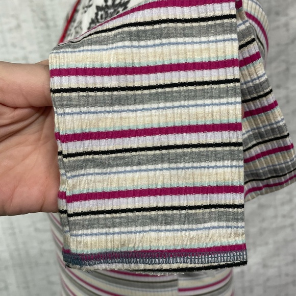 NWT Large Free People Put A Stripe On It Thong Bodysuit Vneck Long Sleeves - Picture 6 of 15